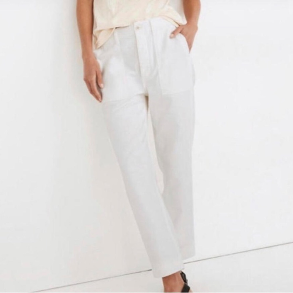 MADEWELL white cotton griff tapered pants
